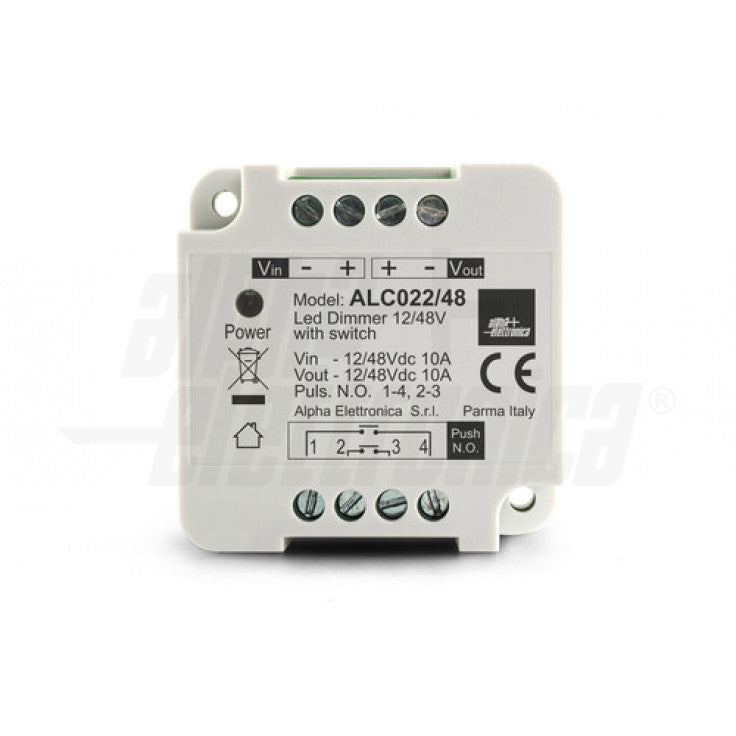 DIMMER PER STRISCE LED MONOCOLORE 12/24/48Vdc - 10A - COMANDO CON PULSANTE OPTO ISOLATO