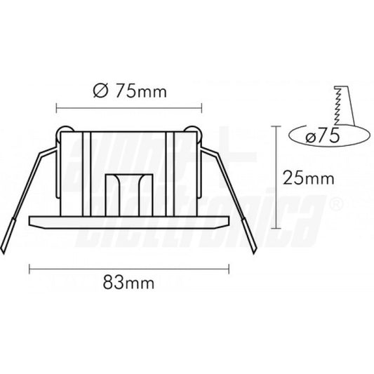 SUPPORTO LUCIDO PER LAMPADA LED - GHIERA ORIENTABILE-83x83mm - ATTACCO NON INCLUSO