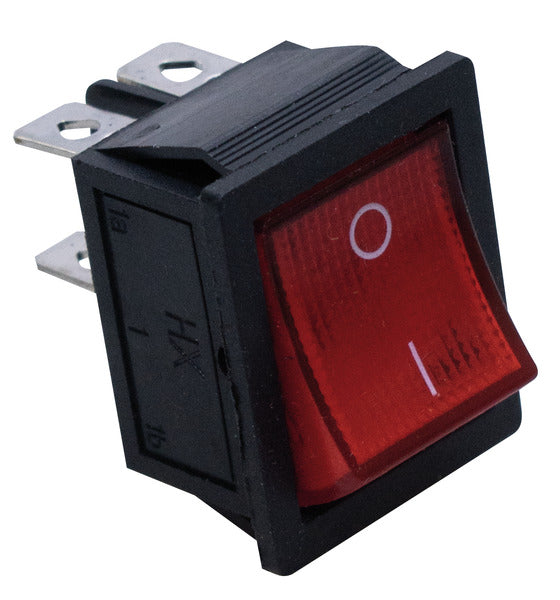 INTERRUTTORE ROSSO DOPPIO 0-1 15A 250V a bilanciere, foro 22x30mm