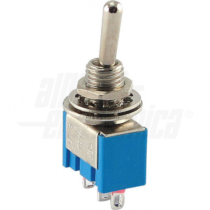 INTERRUTTORE DEVIATORE MINIATURA 1P - SPCO - ON/OFF/ON - 3A 250V TERM. A SALDARE