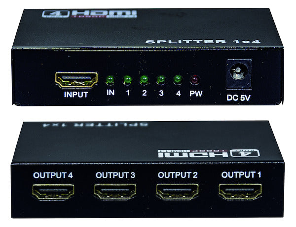 SPLITTER HDMI 1 IN - 4 OUT 1080p, V1.4, SUPPORTO 3D