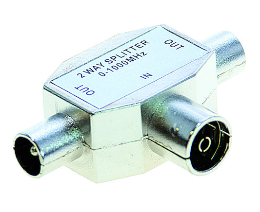 ADATTATORE COAX DA 1 PRESA A 2 SPINE TV 9,5mm INDUTTIVA