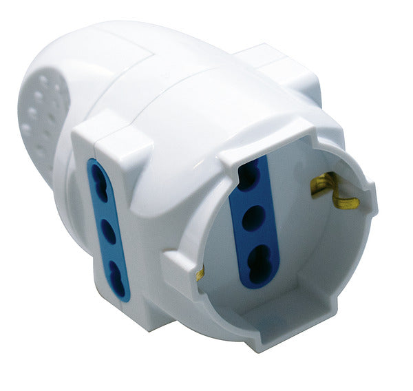 MULTIPRESA 1PR.SCHUKO/BIPASSO+2PR.BIVALENTI, SENZA CAVO, 3500W, BIANCA