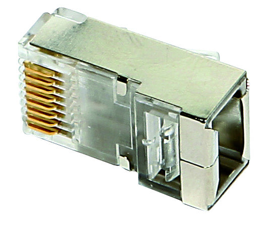 SPINA PLUG RJ45 Schermata 8P/8C PER CAVO FTP CAT5 FILI RIGIDI