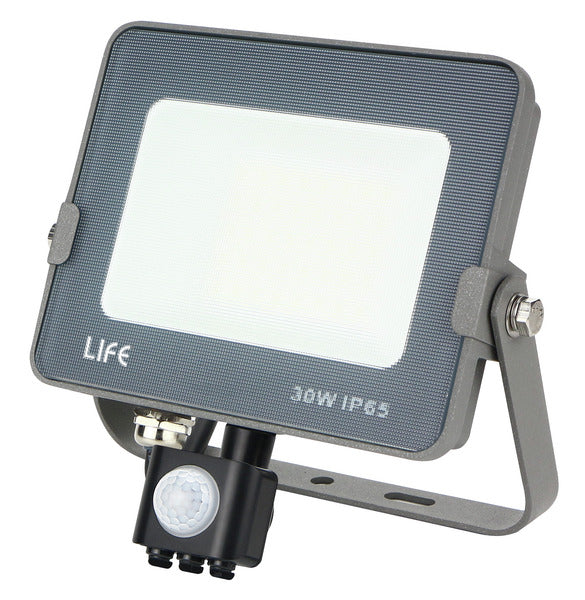 FARETTO IP65 CON SENSORE IP65, Serie FA4, LED SMD, 30W, 110°, 4000K, LM2800, CRI80, 141x186x54mm