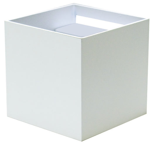 APPLIQUE a LED CUBO, IP65, 220Vac, 6W, LUCE 3000K, 500LM,CRI80, 100x100mm,Alluminio Bianco
