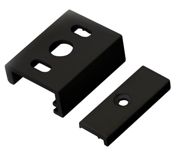 STAFFA DI FISSAGGIO IN ALLUMINIO, 40x32.5mm, PER BINARIO - colore NERO