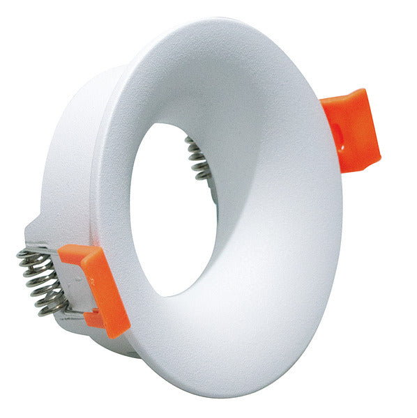 SUPPORTO DICROICHE GU10 ED MR16 EASY FIT, color bianco, ghiera autobloccante, DIA.85x35mm, Foro 75mm (portalampada non incluso)