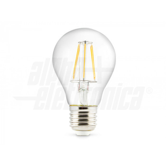 LAMPADINA A FILAMENTO LED BULBO - 230Vac - E27 - 8W BIANCO CALDO