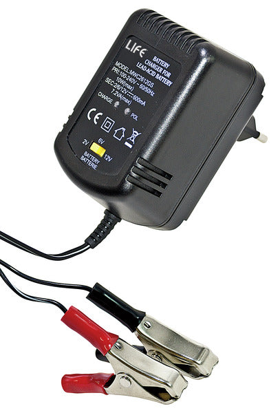 CARICABATTERIA PER BATTERIE AL PIOMBO 2/6/12V 600mA (7,2VA max)