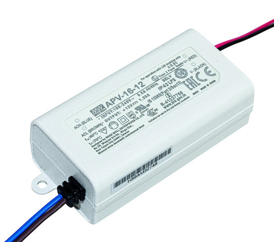 ALIMENTATORE CASE IP42 12V 1.25A 15W INPUT 90-264Vac, 77*40*29.5mm APV-16-12 MEAN WELL