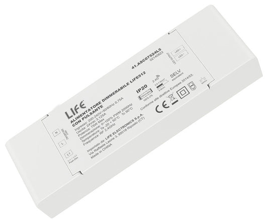 ALIMENTATORE DIMMERABILE LIFE512, Wireless 2,4GHz, IP20, 24V 3,125A 75W, In: 220Vac
