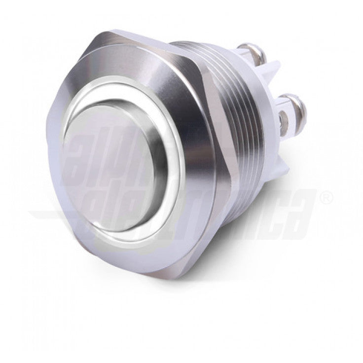 PULSANTE MOMENTANEO ANTIVANDALO ø16mm LUMINOSO BIANCO, 24V, 1P, SPST, OFF/(ON) - N.A. - 3 TERM.A VITE