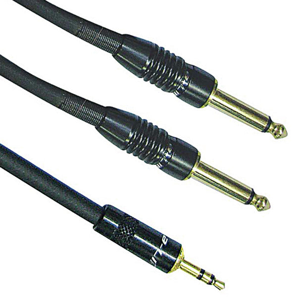 CAVETTO a-LIFE SP. STEREO 3,5mm - 2 SP. MONO 6,3, 1,8m, D.5.0mm, NERO, CONTATTI DORATI