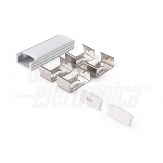 PROFILO DI ALLUMINIO ANOTIZZATO CON COPERTURA IN PC OPACO BIANCA 2 METRI