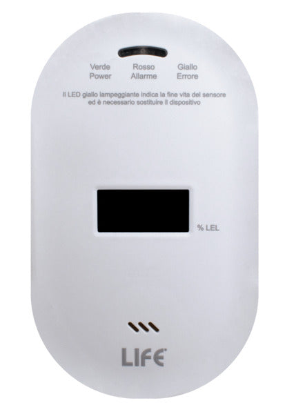 RILEVATORE di GAS METANO E GPL con Display PPM, Vita Sensore 10 Anni, conforme alla normativa EN50194-1. Con Alim. 230V