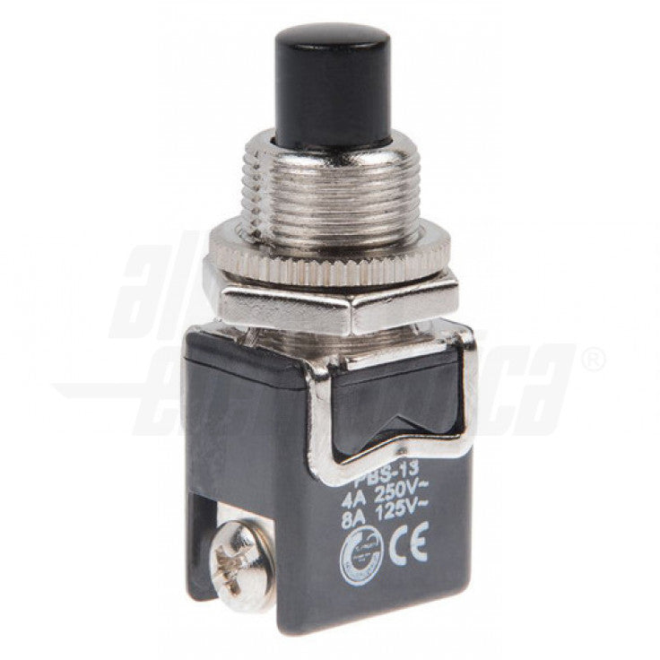 PULSANTE NERO - 1P - SPST - (OFF)/ON - N.C. - 4A@250Vac - 2 term. vite