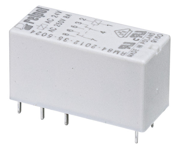 RELE'- 2 poli 8A - pin 5mm - 24Vac - AgNi 2CO (DPDT) (Doppio polo, doppio contatto) IP67 H15,7mm