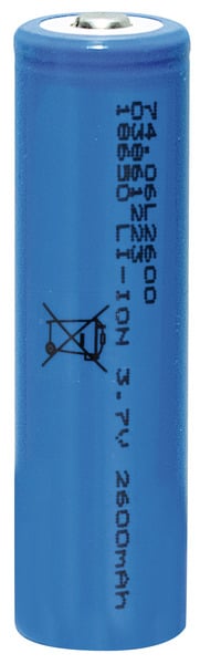 BATTERIA 18650 LI-ION 3.7V 2600mAh 18,3x65,1 Testa con Bottone, con PTC di protezione