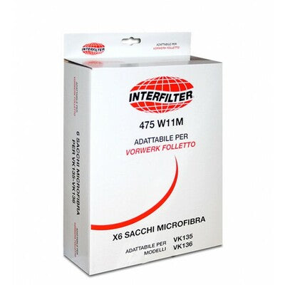 SACCHETTI ASPIRAPOLVERE FOLLETTO IN FIBRA PER VK135-136