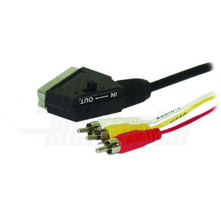 CAVO DA SPINA SCART A SPINA RCA Video, 2 spine RCA Audio - 1,5m