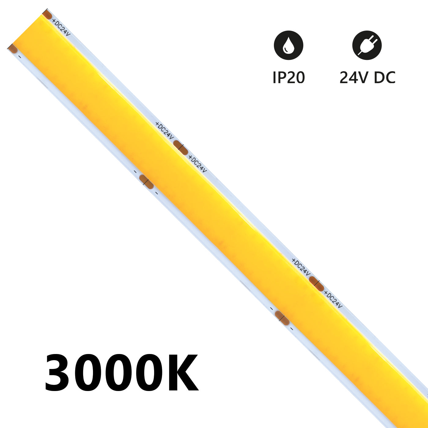 LED COB SURFACE IP20 5m 3000K 24V 25W/m 2600lm/m