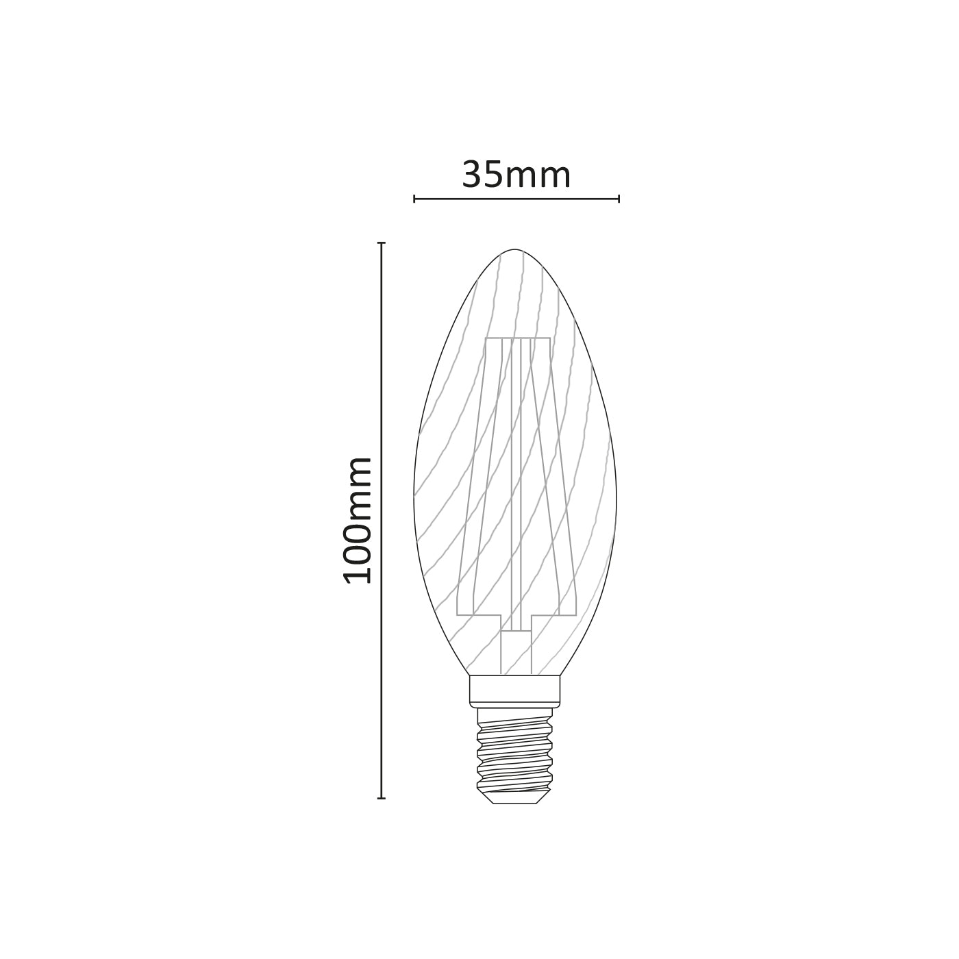 LAMPADINA TORTIGLIONE A FILAMENTO LED 230Vac 4W NATURALE E14
