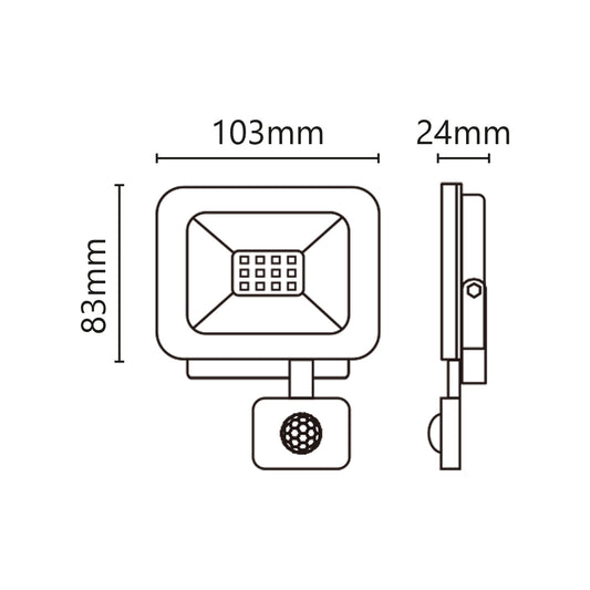 PROIETTORE LED 230V 10W 850lm 4000K con PIR
