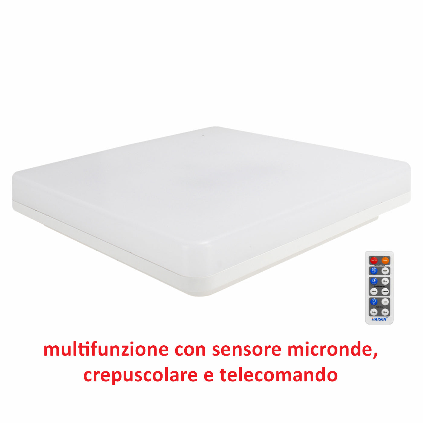 PLAFONIERA QUADRA LED CCT 24W SENS. MICRONDE + TELECOMANDO
