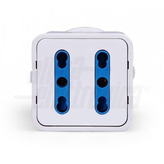 ADATTATORE DA 1 Spina CEE 2P+T 16A a 2 Prese 2P+T 10/16A