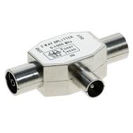 ADATTATORE COAX DA 1 SPINA A 2 PRESE TV 9,5mm INDUTTIVE