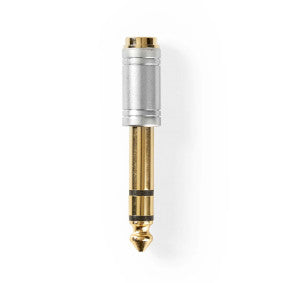 ADATTATORE AUDIO STEREO 6,35 MM MASCHIO 3,5 MM FEMMINA PLACCATO ORO DRITTO METALLO