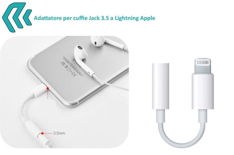 ADATTATORE PER AUDIO JACK 3,5 a Apple Lightning iPhone