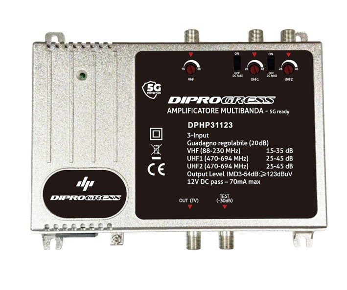 CENTRALINO AMP. MULTIB. 5G 3IN 1 OUT-123dBmV ALTO GUAD. 45dB