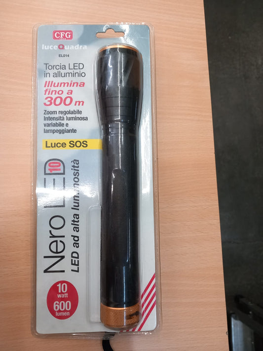 TORCIA LED IN ALLUMINIO 10 W 600 LUMEN NERO LED