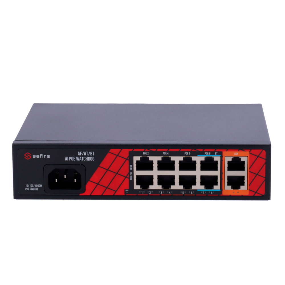 SWITCH POE IBRIDO 8 PORTE(6X POE+2X HI-POE)+2 UPLINK 120W