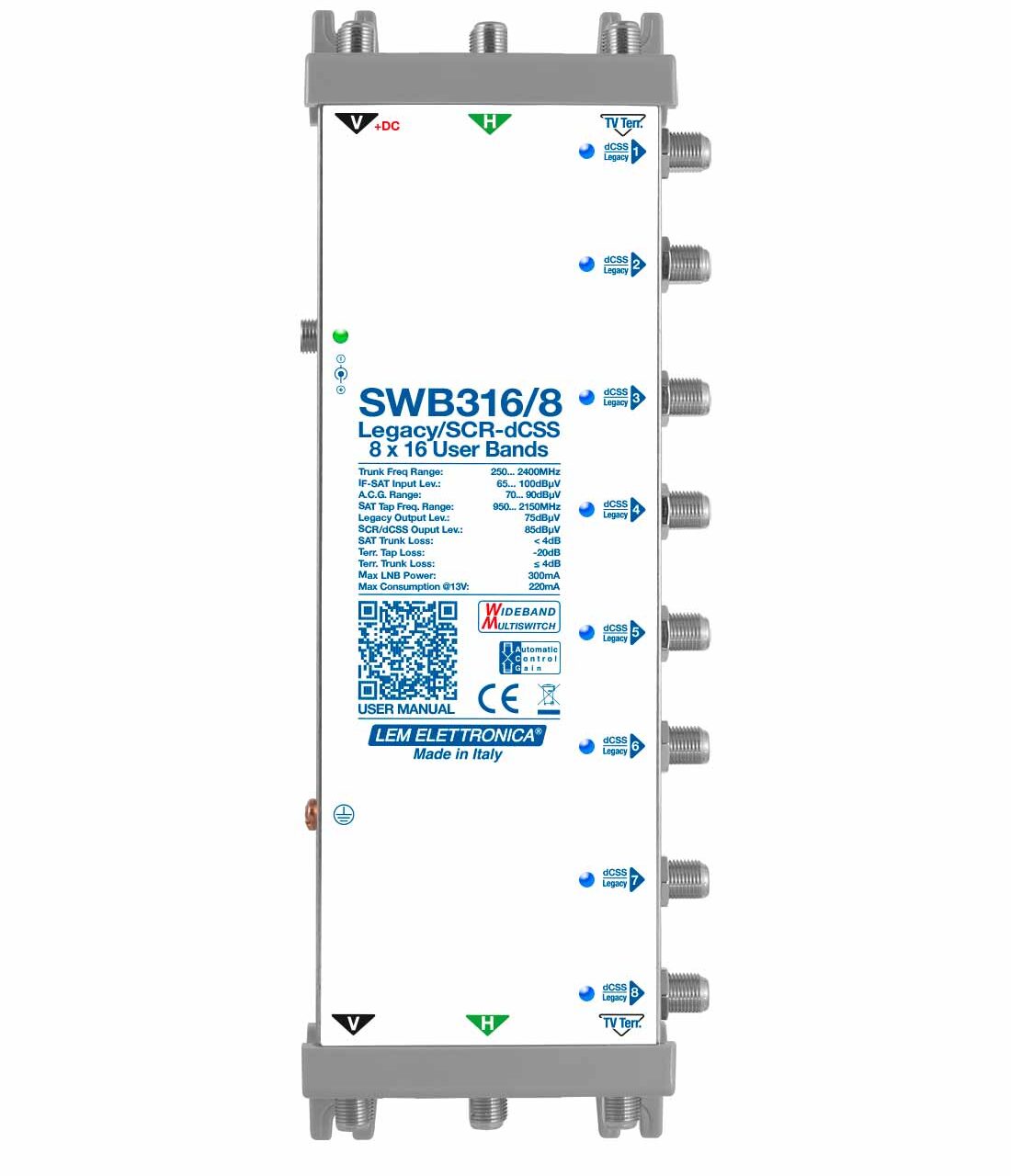 MULTISWITCH DCSS IBRIDO LEGACY 16UB 8 DERIVATE + TV