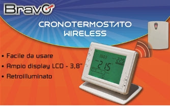 CRONOTERMOSTATO WIRELESS DIGITALE SETTIMANALE CON DISPLAY LCD 3,8 POLLICI