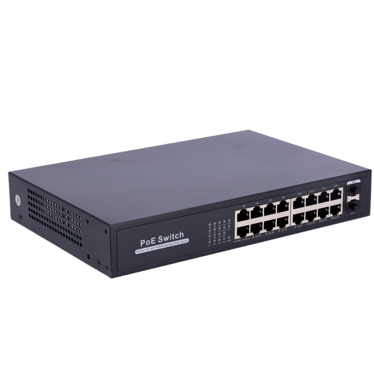SWITCH PoE 16 porte RJ45 + 2 SFP Uplink