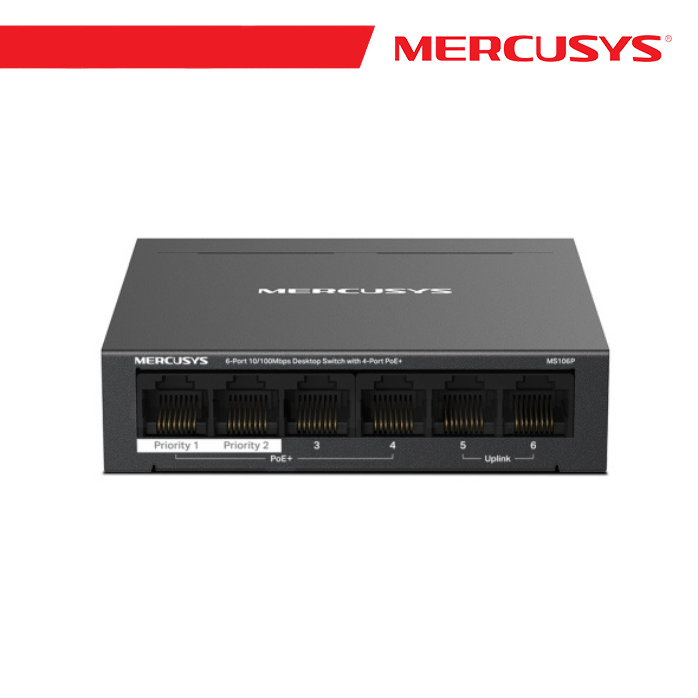 SWITCH WITH 4-Port PoE+ - MS106P Mercusys 6-Port 10/100Mbps