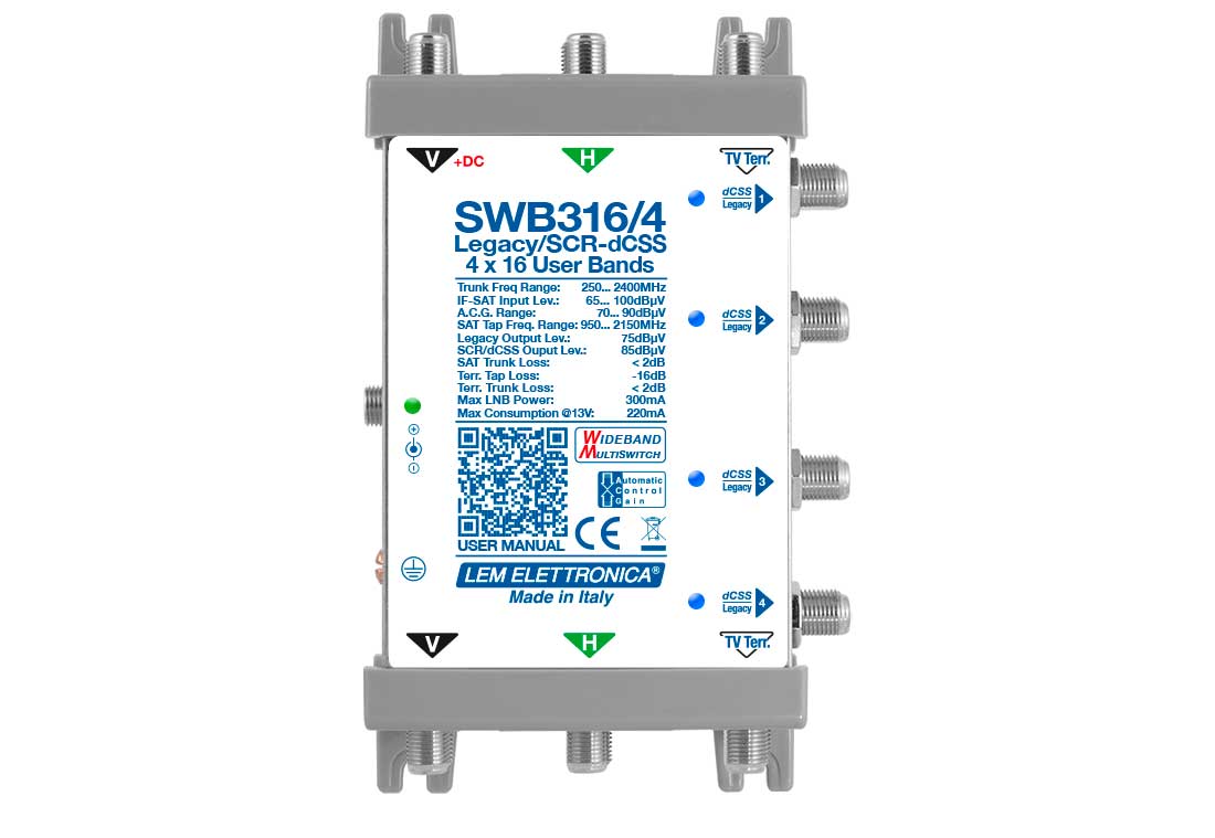 MULTISWITCH DCSS IBRIDO LEGACY 16UB 4 DERIVATE + TV