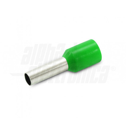 TERMINALI A BUSSOLA PREISOLATO PER CAVO 6mm² - AWG10 - Verde - Conf. 100PZ