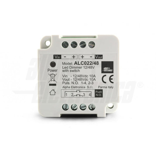 DIMMER PER STRISCE LED MONOCOLORE 12/24/48Vdc - 10A - COMANDO CON PULSANTE OPTO ISOLATO