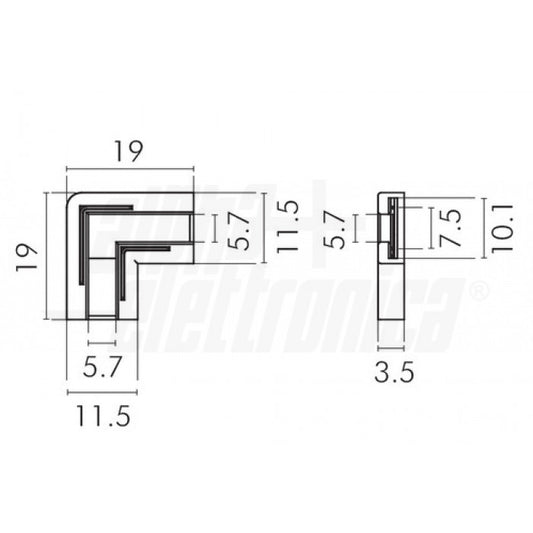 CONNETTORE PER PCB 10mm AD ANGOLO - Strip/Strip - Per strisce SMD/COB monocolore