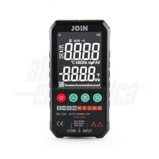 MULTIMETRO DIGITALE TASCABILE - TRUE RMS 1000V (DC) 750V (AC - 60MΩ - 60mF - 6MHz - 1000°C - CONTINUITA' - PROVA DIODI - DATA HOLD - DISPLAY LCD 3.3” RETROILLUMINATO - NCV - LIVE - TORCIA