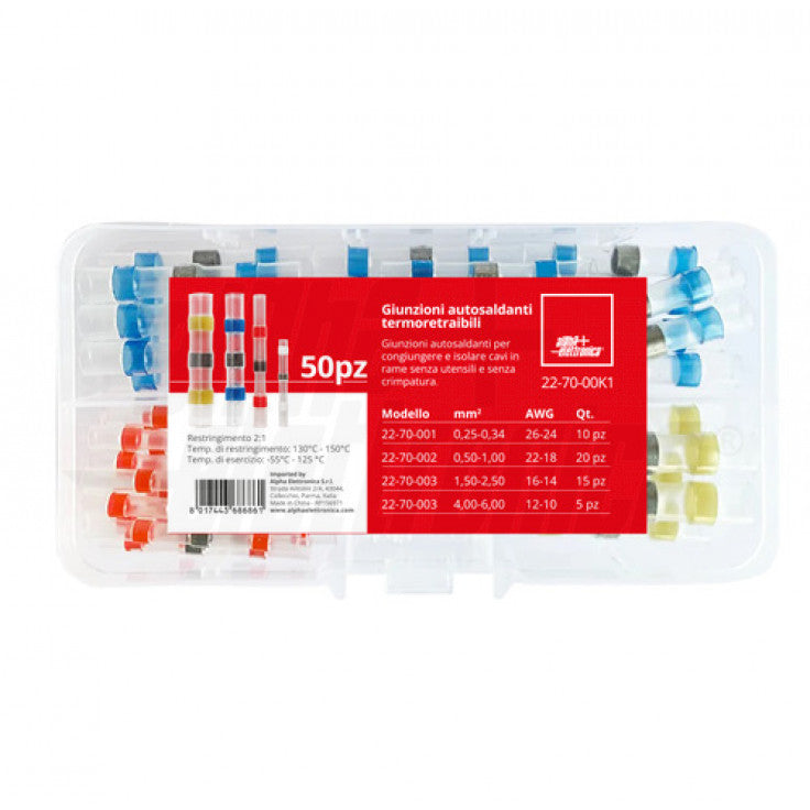 KIT GIUNZIONI AUTOSALDANTI TERMORETRAIBILI - SET 50 PEZZI