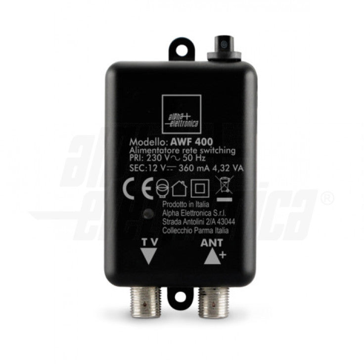 ALIMENTATORE PER AMPLIFICATORE ANTENNA - 12Vdc 360mA - Con connettori F