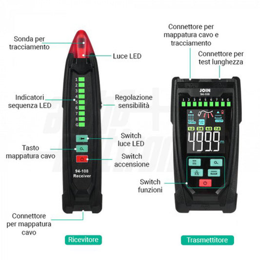 TESTER MULTIFUNZIONE VERIFICA CAVI DI RETI LAN CON MISURA LUNGHEZZA DEL CAVO