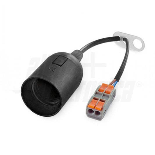 PORTALAMPADA E27 con cavo 20cm e morsettiera rapida - nero
