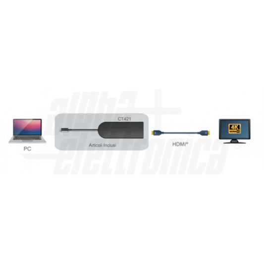 ADATTATORE DA USB-C 3.2 gen 2 a HDMI 4K@30Hz o UHD@60Hz